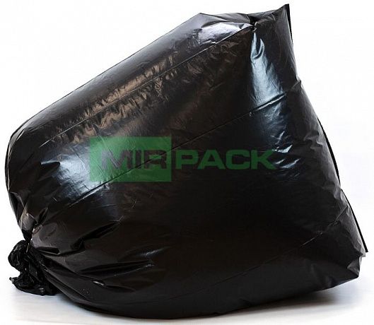 Мешки для строительного мусора 360 литров, 70 мкм, в рулоне 5 штук, ПВД, черные, 2 слоя, 110x140 см, Стройка, плотные  - Вид 2